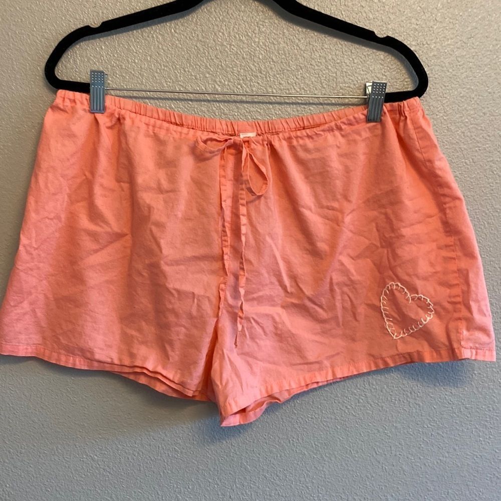 Peach lightweight pajama shorts with stitched heart- Size XL